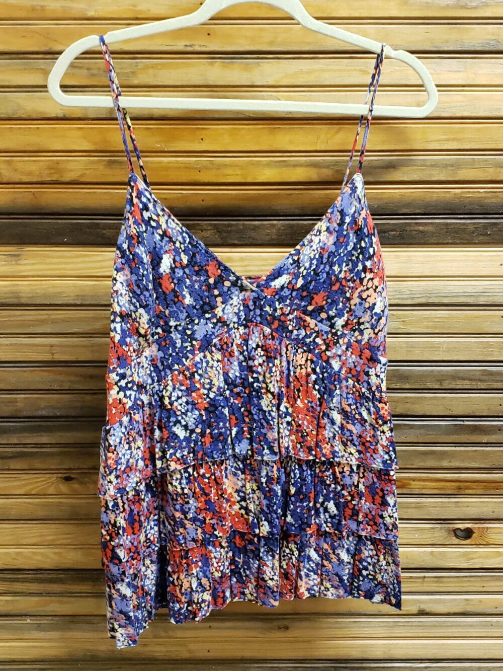 Vintage Elle Tiered Multicolor Floral Babydoll Camisole Top Size L
